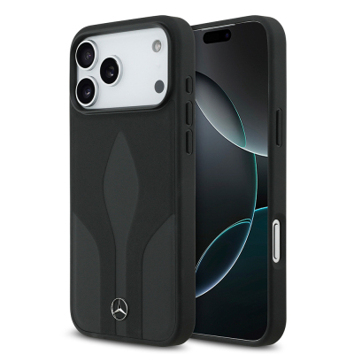 Apple iPhone 17 Pro Max Case Mercedes Benz Original Licensed M-Safe Charging Feature Textured Patterned Leather Cover - Mercedes Benz