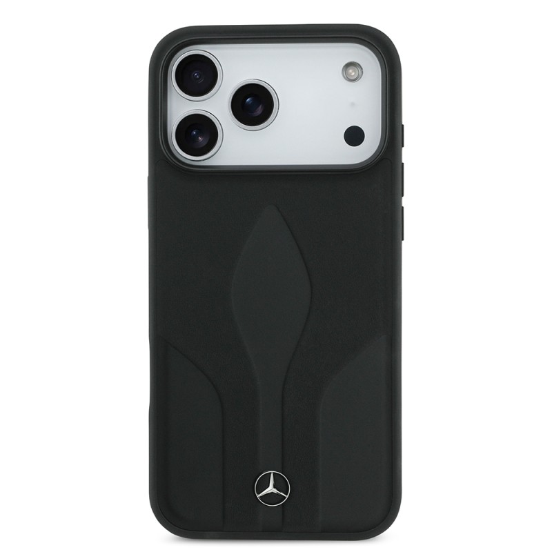 Apple iPhone 17 Pro Max Case Mercedes Benz Original Licensed M-Safe Charging Feature Textured Patterned Leather Cover - 5