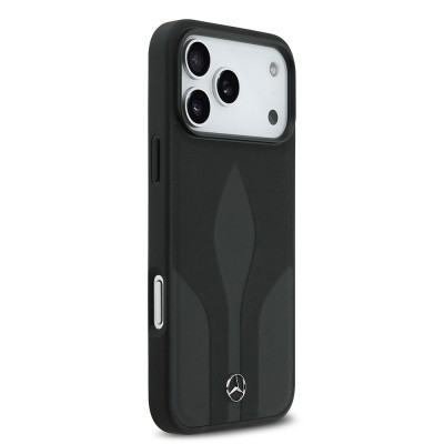 Apple iPhone 17 Pro Max Case Mercedes Benz Original Licensed M-Safe Charging Feature Textured Patterned Leather Cover - 6