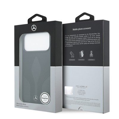 Apple iPhone 17 Pro Max Case Mercedes Benz Original Licensed M-Safe Charging Feature Textured Patterned Leather Cover - 10