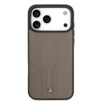 Apple iPhone 17 Pro Max Case Mercedes Benz Original Licensed M-Safe Charging Feature Textured Patterned Leather Cover - 12