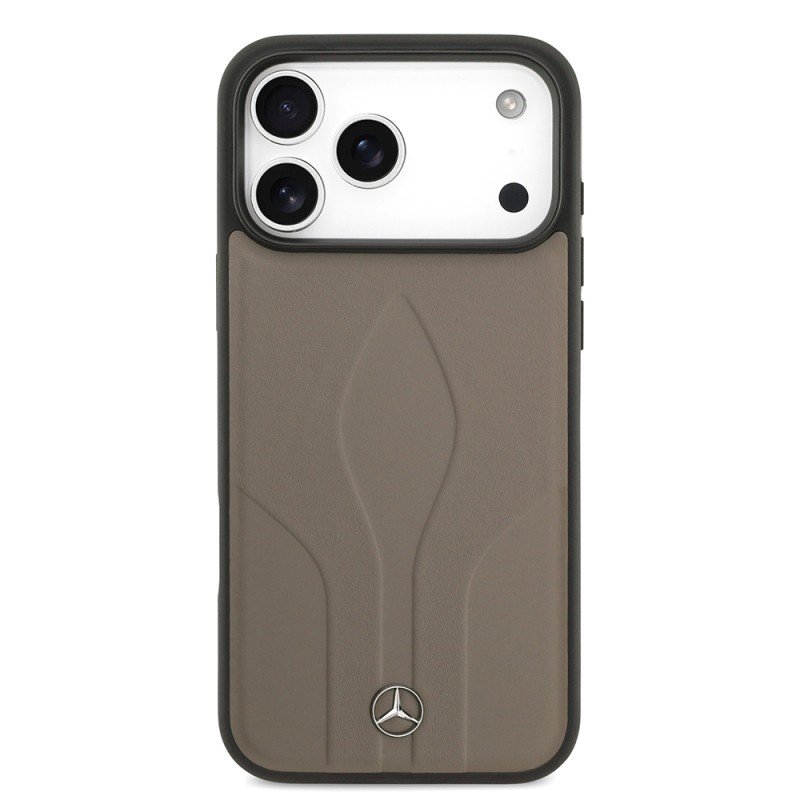Apple iPhone 17 Pro Max Case Mercedes Benz Original Licensed M-Safe Charging Feature Textured Patterned Leather Cover - 12