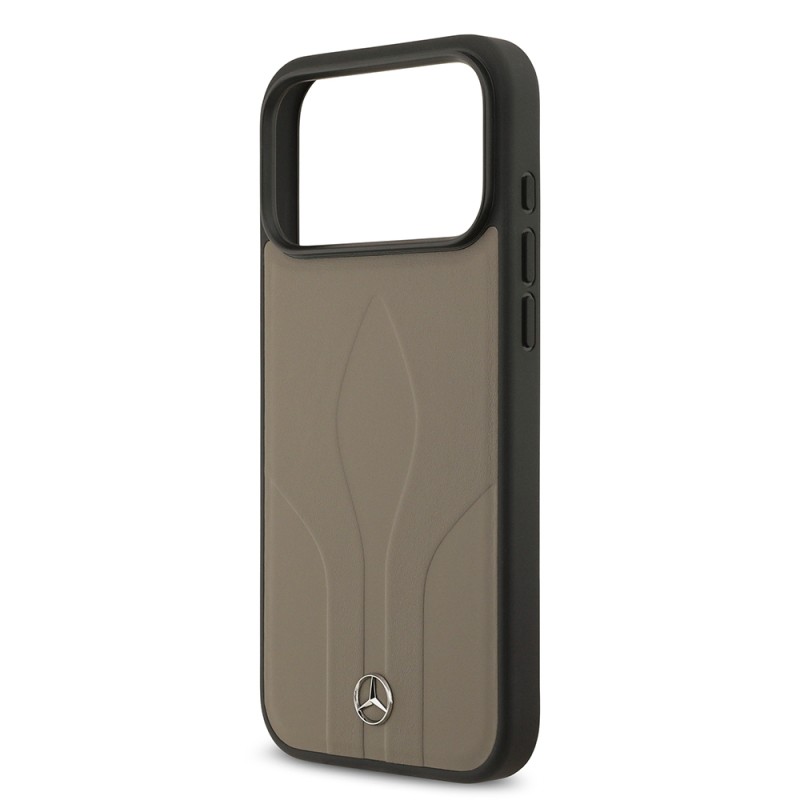 Apple iPhone 17 Pro Max Case Mercedes Benz Original Licensed M-Safe Charging Feature Textured Patterned Leather Cover - 15