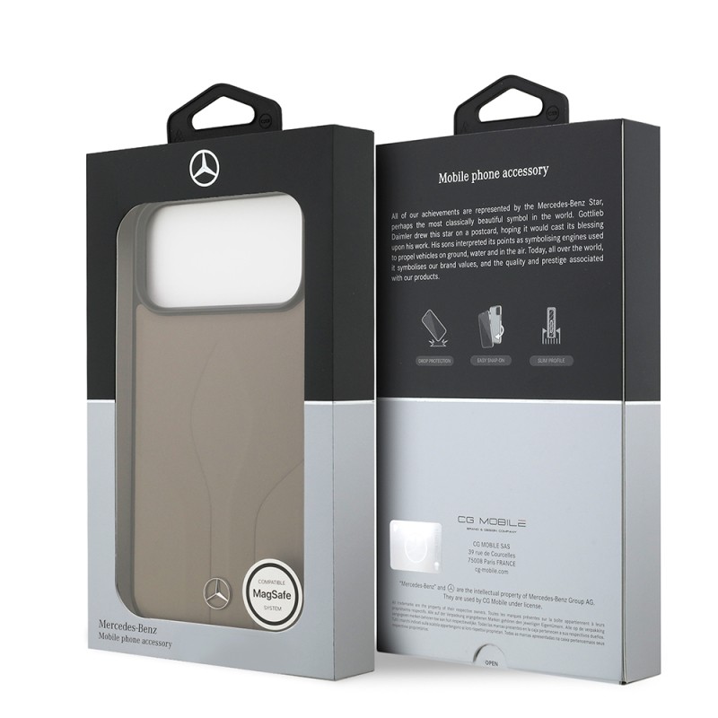 Apple iPhone 17 Pro Max Case Mercedes Benz Original Licensed M-Safe Charging Feature Textured Patterned Leather Cover - 17