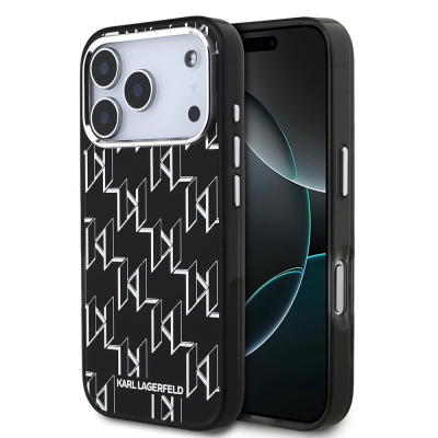 Apple iPhone 17 Pro Max Case Original Licensed M-Safe Charging Feature Karl Lagerfeld IML Printed Monogram Design Cover - Karl Lagerfeld