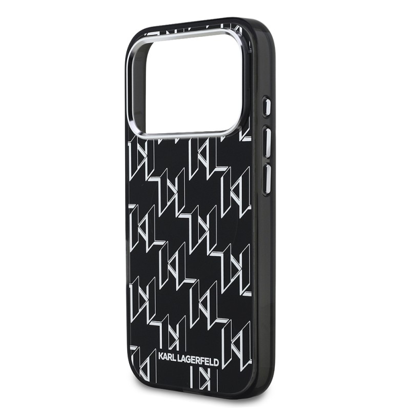 Apple iPhone 17 Pro Max Case Original Licensed M-Safe Charging Feature Karl Lagerfeld IML Printed Monogram Design Cover - 7