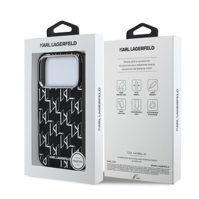 Apple iPhone 17 Pro Max Case Original Licensed M-Safe Charging Feature Karl Lagerfeld IML Printed Monogram Design Cover - 9