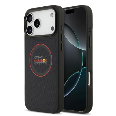 Apple iPhone 17 Pro Max Case Redbull Original Licensed M-safe Charging Feature Red Ring and Logo Embossed PU Leather Cover - 1