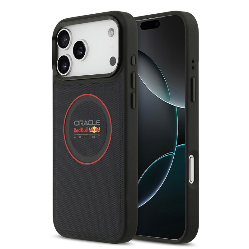 Apple iPhone 17 Pro Max Case Redbull Original Licensed M-safe Charging Feature Red Ring and Logo Embossed PU Leather Cover - 1