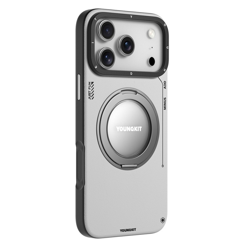 Apple iPhone 17 Pro Max Case with M-safe Charging Function, 360 Degree Stand, Simple Matte Leather Pattern, Youngkit Tech Leather Series Cover - 7