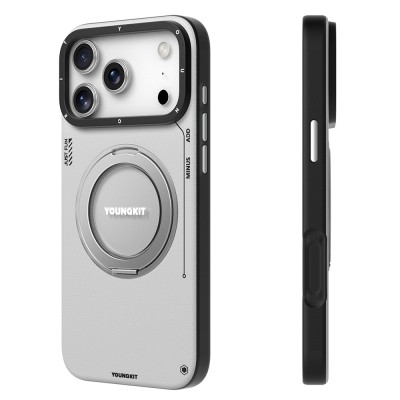 Apple iPhone 17 Pro Max Case with M-safe Charging Function, 360 Degree Stand, Simple Matte Leather Pattern, Youngkit Tech Leather Series Cover - 10