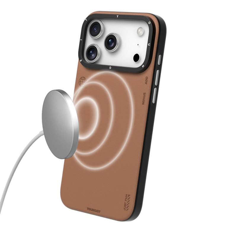 Apple iPhone 17 Pro Max Case with M-safe Charging Function, Simple Matte Leather Pattern, Youngkit Tech Fashion Series Cover - 12