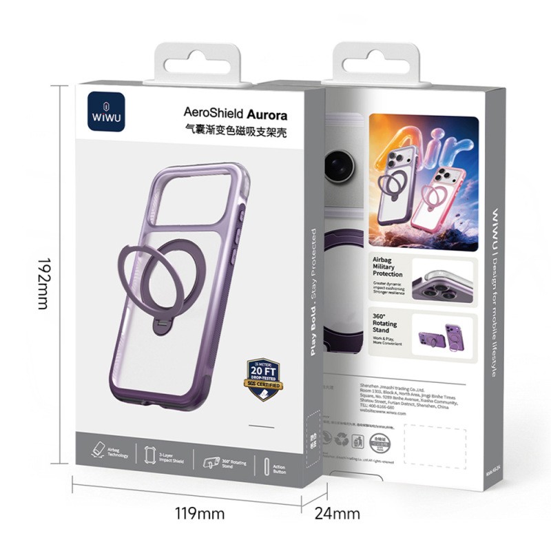 Apple iPhone 17 Pro Max Case Wiwu AS-204 AeroShield Aurora Ultra Series M-safe Charging Enabled Airbag Designed Stand Cover - 20