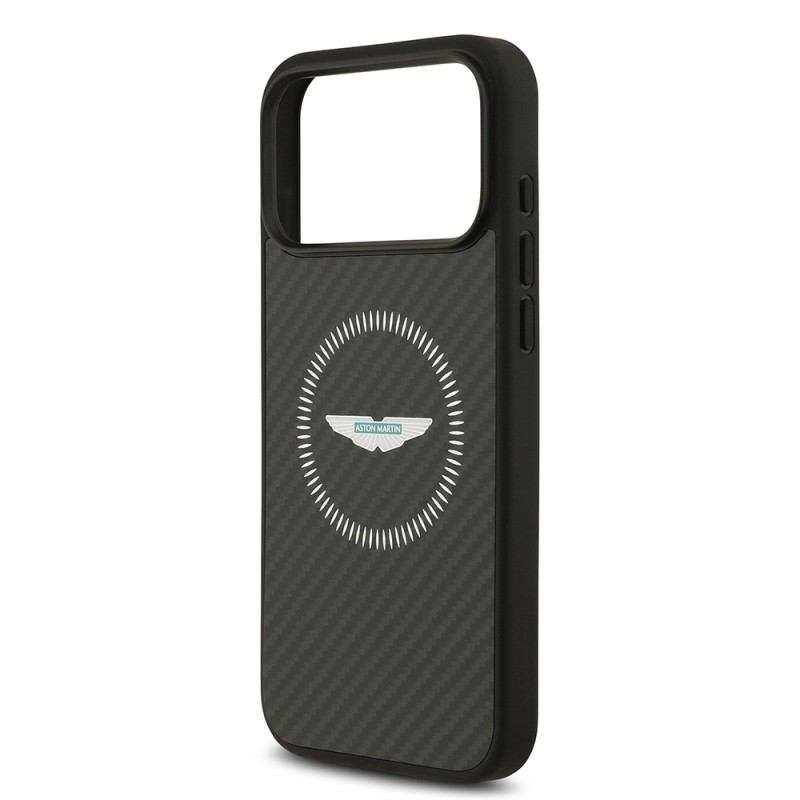 Apple iPhone 17 Pro Max Kılıf Aston Martin Orjinal Lisanslı M-safe Şarj Özellikli Karbon Fiber Kapak - 7
