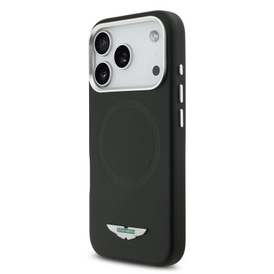 Apple iPhone 17 Pro Max Kılıf Aston Martin Orjinal Lisanslı M-safe Şarj Özellikli Metal Logolu PU Deri Kapak - 3