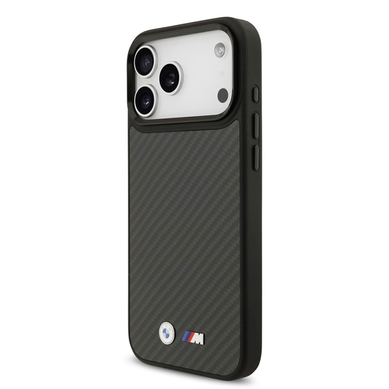 Apple iPhone 17 Pro Max Kılıf BMW Orjinal Lisanslı M-safe Şarj Özellikli Karbon Fiber Metal Logolu Kapak - 3