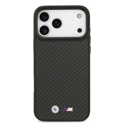 Apple iPhone 17 Pro Max Kılıf BMW Orjinal Lisanslı M-safe Şarj Özellikli Karbon Fiber Metal Logolu Kapak - 4