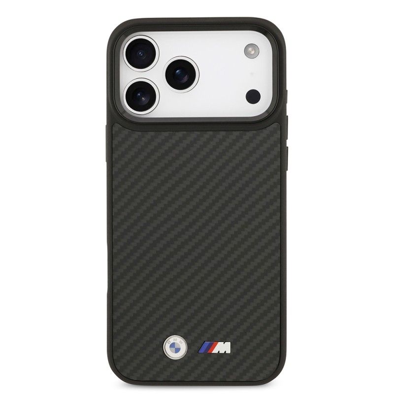 Apple iPhone 17 Pro Max Kılıf BMW Orjinal Lisanslı M-safe Şarj Özellikli Karbon Fiber Metal Logolu Kapak - 4
