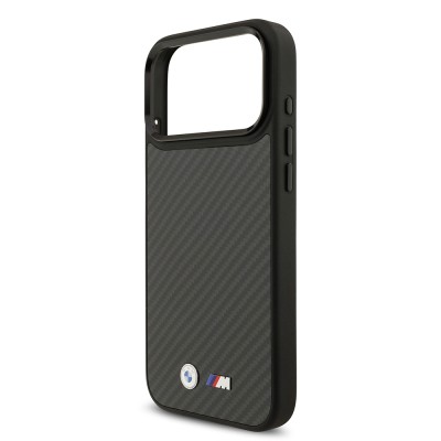 Apple iPhone 17 Pro Max Kılıf BMW Orjinal Lisanslı M-safe Şarj Özellikli Karbon Fiber Metal Logolu Kapak - 7