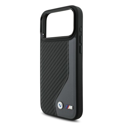 Apple iPhone 17 Pro Max Kılıf BMW Orjinal Lisanslı M-safe Şarj Özellikli Metal BMW ve M Logolu PU Karbon Tasarımlı Kapak - 8
