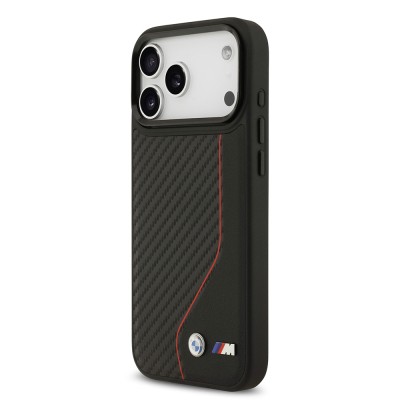 Apple iPhone 17 Pro Max Kılıf BMW Orjinal Lisanslı M-safe Şarj Özellikli Metal BMW ve M Logolu PU Karbon Tasarımlı Kapak - 10