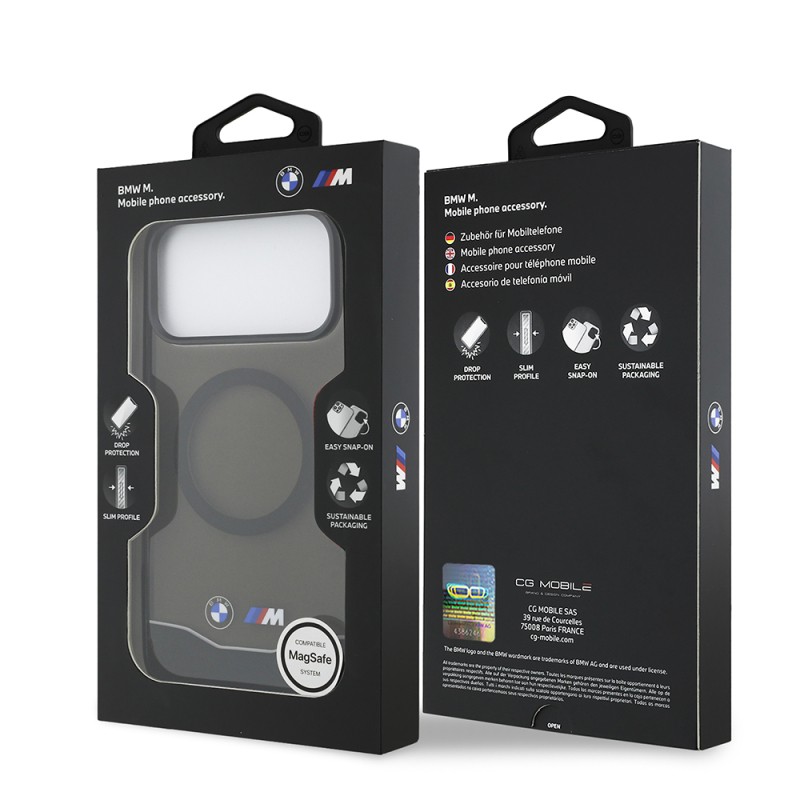 Apple iPhone 17 Pro Max Kılıf BMW Orjinal Lisanslı M-safe Şarj Özellikli Metal Buton Tasarımlı Tranparan M Dizayn Kapak - 9