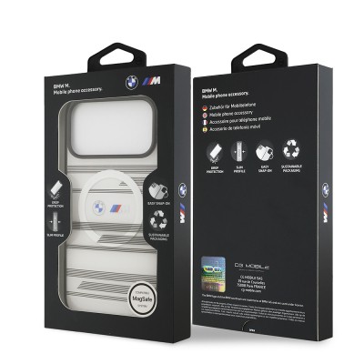 Apple iPhone 17 Pro Max Kılıf BMW Orjinal Lisanslı M-safe Şarj Özellikli Metal Kamera Butonlu Yatay Şeritli M Dizayn Kapak - 11