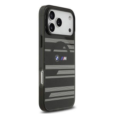Apple iPhone 17 Pro Max Kılıf BMW Orjinal Lisanslı M-safe Şarj Özellikli Metal Kamera Butonlu Yatay Şeritli M Dizayn Kapak - 21