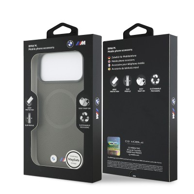 Apple iPhone 17 Pro Max Kılıf BMW Orjinal Lisanslı M-safe Şarj Özellikli Metal Logolu Delikli M Dizayn Deri Kapak - 37