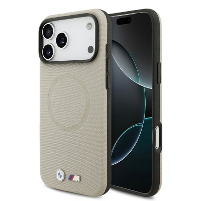 Apple iPhone 17 Pro Max Kılıf BMW Orjinal Lisanslı M-safe Şarj Özellikli Metal Logolu Delikli M Dizayn Deri Kapak - 4