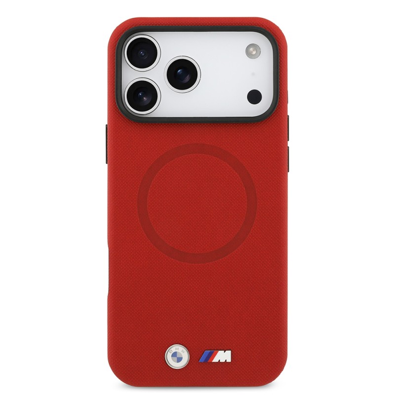 Apple iPhone 17 Pro Max Kılıf BMW Orjinal Lisanslı M-safe Şarj Özellikli Metal Logolu Delikli M Dizayn Deri Kapak - 32