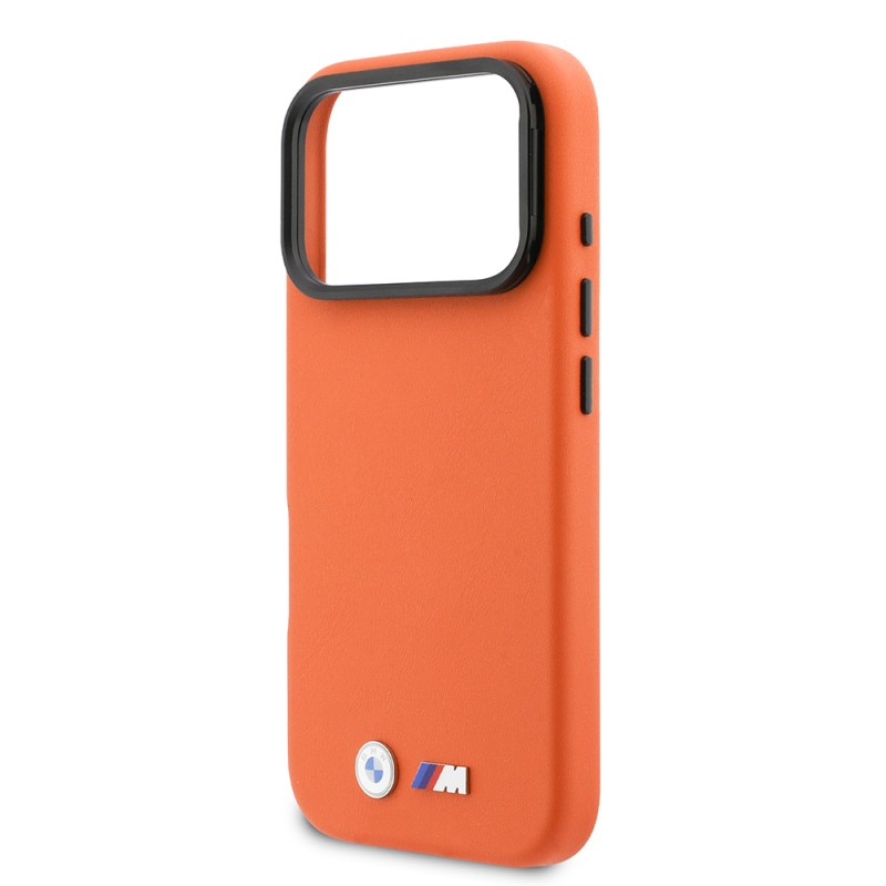 Apple iPhone 17 Pro Max Kılıf BMW Orjinal Lisanslı M-safe Şarj Özellikli Standlı Metal Kamera Çerçeveli M Logolu PU Deri Kapak - 6