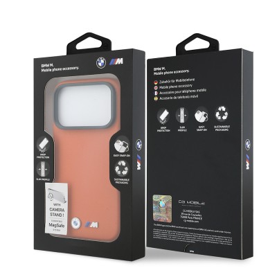 Apple iPhone 17 Pro Max Kılıf BMW Orjinal Lisanslı M-safe Şarj Özellikli Standlı Metal Kamera Çerçeveli M Logolu PU Deri Kapak - 8