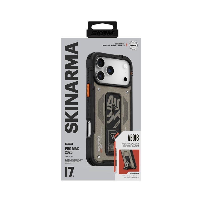 Apple iPhone 17 Pro Max Kılıf Desenli Airbag Tasarımlı Standlı Skinarma Aegis Kapak - 11