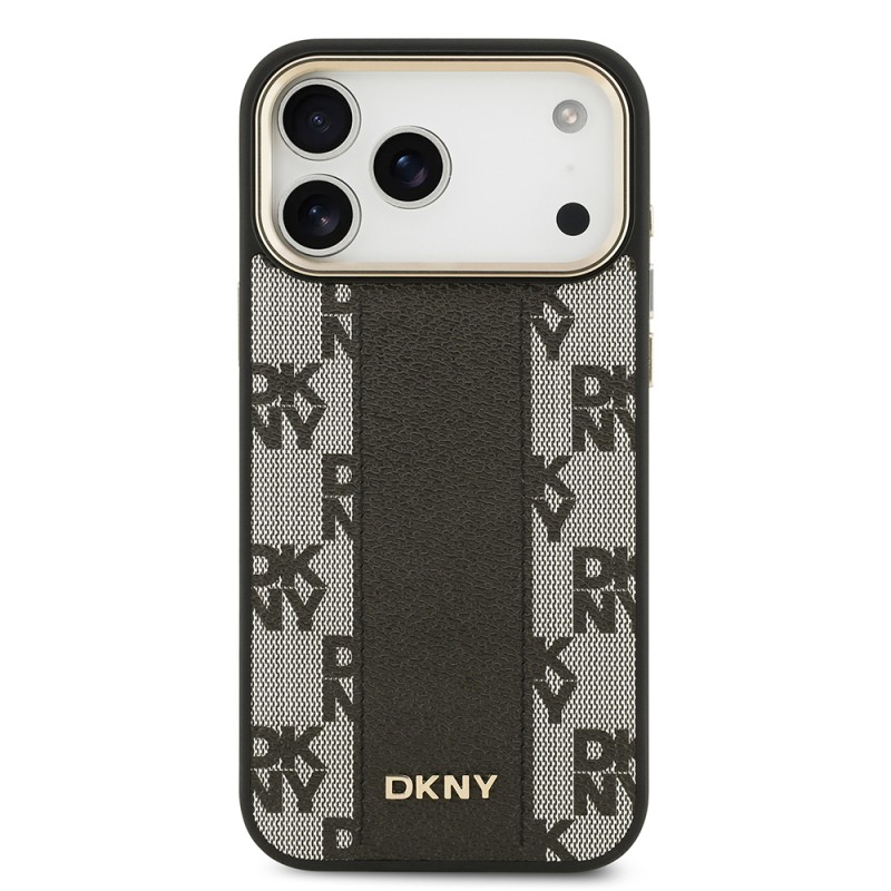 Apple iPhone 17 Pro Max Kılıf DKNY Orjinal Lisanslı M-safe Şarj Özellikli 3D Yazılı Checkered Pattern Kapak - 5
