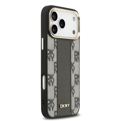 Apple iPhone 17 Pro Max Kılıf DKNY Orjinal Lisanslı M-safe Şarj Özellikli 3D Yazılı Checkered Pattern Kapak - 6