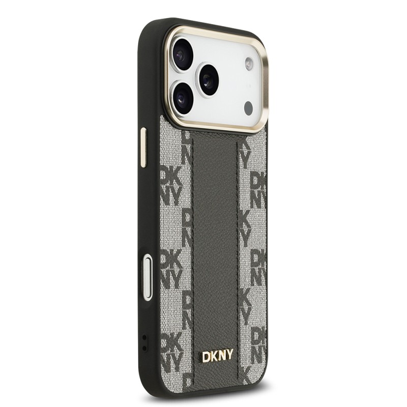 Apple iPhone 17 Pro Max Kılıf DKNY Orjinal Lisanslı M-safe Şarj Özellikli 3D Yazılı Checkered Pattern Kapak - 6