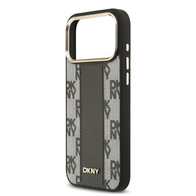 Apple iPhone 17 Pro Max Kılıf DKNY Orjinal Lisanslı M-safe Şarj Özellikli 3D Yazılı Checkered Pattern Kapak - 8