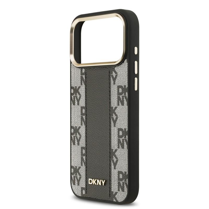 Apple iPhone 17 Pro Max Kılıf DKNY Orjinal Lisanslı M-safe Şarj Özellikli 3D Yazılı Checkered Pattern Kapak - 8