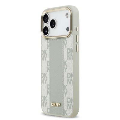 Apple iPhone 17 Pro Max Kılıf DKNY Orjinal Lisanslı M-safe Şarj Özellikli 3D Yazılı Checkered Pattern Kapak - 10