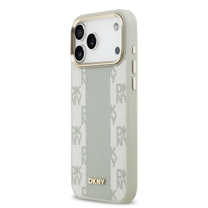 Apple iPhone 17 Pro Max Kılıf DKNY Orjinal Lisanslı M-safe Şarj Özellikli 3D Yazılı Checkered Pattern Kapak - 10