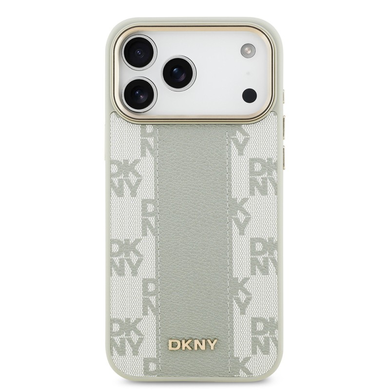 Apple iPhone 17 Pro Max Kılıf DKNY Orjinal Lisanslı M-safe Şarj Özellikli 3D Yazılı Checkered Pattern Kapak - 11