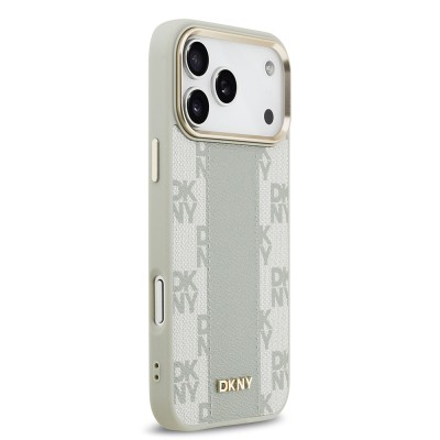 Apple iPhone 17 Pro Max Kılıf DKNY Orjinal Lisanslı M-safe Şarj Özellikli 3D Yazılı Checkered Pattern Kapak - 12