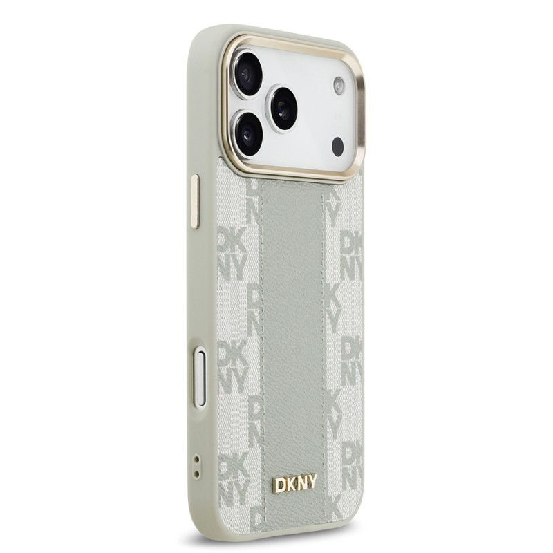 Apple iPhone 17 Pro Max Kılıf DKNY Orjinal Lisanslı M-safe Şarj Özellikli 3D Yazılı Checkered Pattern Kapak - 12