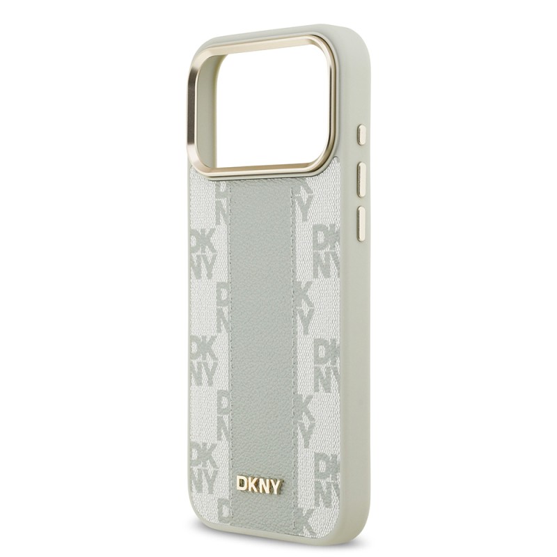 Apple iPhone 17 Pro Max Kılıf DKNY Orjinal Lisanslı M-safe Şarj Özellikli 3D Yazılı Checkered Pattern Kapak - 14