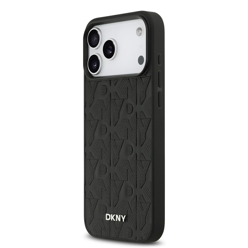 Apple iPhone 17 Pro Max Kılıf DKNY Orjinal Lisanslı M-safe Şarj Özellikli 3D Yazılı Grid Pattern Kapak - 4