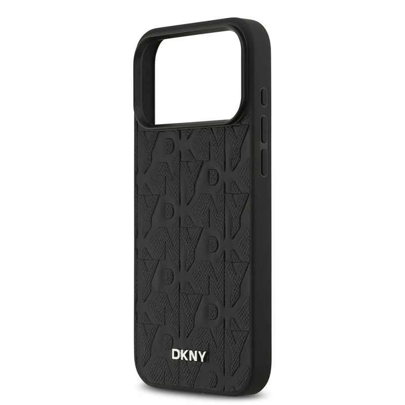 Apple iPhone 17 Pro Max Kılıf DKNY Orjinal Lisanslı M-safe Şarj Özellikli 3D Yazılı Grid Pattern Kapak - 8