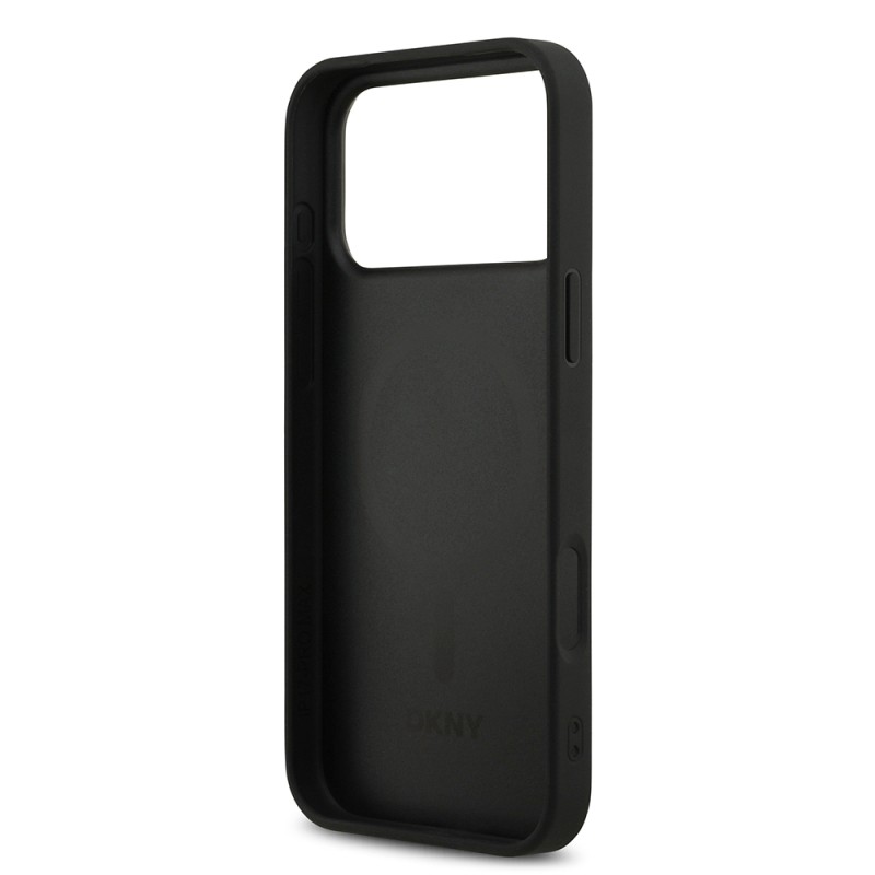 Apple iPhone 17 Pro Max Kılıf DKNY Orjinal Lisanslı M-safe Şarj Özellikli 3D Yazılı Grid Pattern Kapak - 9