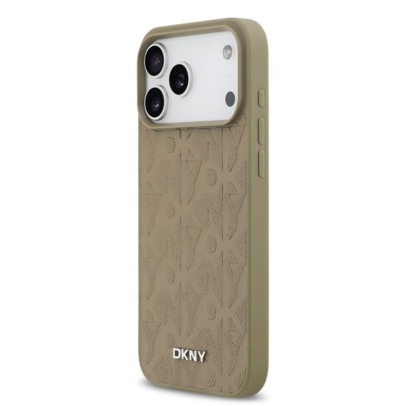 Apple iPhone 17 Pro Max Kılıf DKNY Orjinal Lisanslı M-safe Şarj Özellikli 3D Yazılı Grid Pattern Kapak - 11
