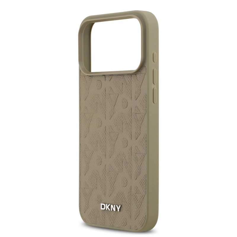 Apple iPhone 17 Pro Max Kılıf DKNY Orjinal Lisanslı M-safe Şarj Özellikli 3D Yazılı Grid Pattern Kapak - 15
